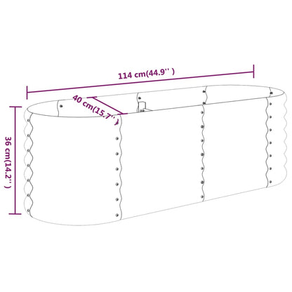 Garden Raised Bed Powder-coated Steel 114x40x36 cm Brown