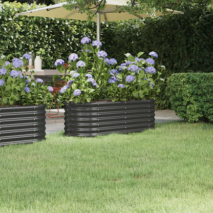 Garden Raised Bed Powder-coated Steel 114x40x36 cm Anthracite