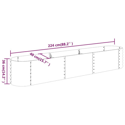 Garden Raised Bed Powder-coated Steel 224x40x36 cm Green