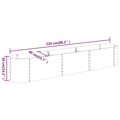 Garden Raised Bed Powder-coated Steel 224x40x36 cm Brown