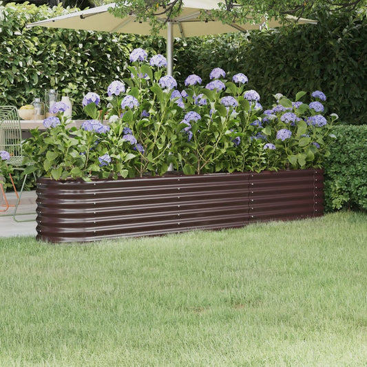 Garden Raised Bed Powder-coated Steel 224x40x36 cm Brown