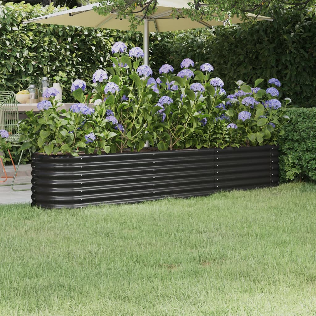 Garden Raised Bed Powder-coated Steel 224x40x36 cm Anthracite