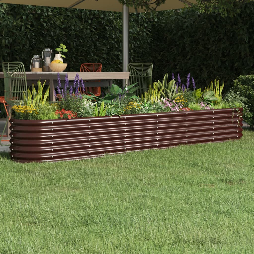 Garden Raised Bed Powder-coated Steel 260x40x36 cm Brown