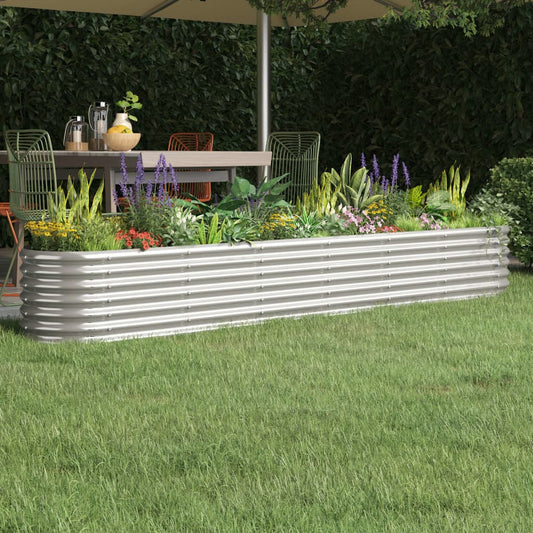 Garden Raised Bed Powder-coated Steel 260x40x36 cm Silver