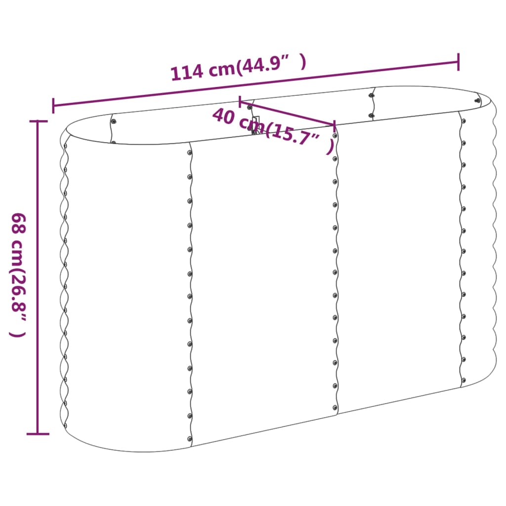 Garden Raised Bed Powder-coated Steel 114x40x68 cm Green