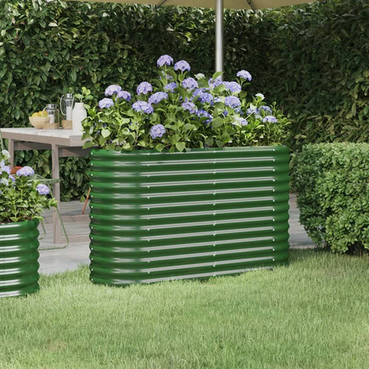 Garden Raised Bed Powder-coated Steel 114x40x68 cm Green