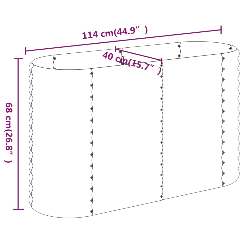 Garden Raised Bed Powder-coated Steel 114x40x68 cm Silver