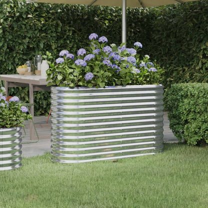 Garden Raised Bed Powder-coated Steel 114x40x68 cm Silver