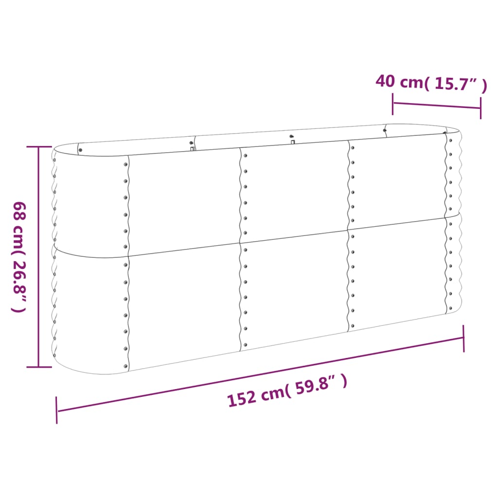 Garden Raised Bed Powder-coated Steel 152x40x68 cm Grey