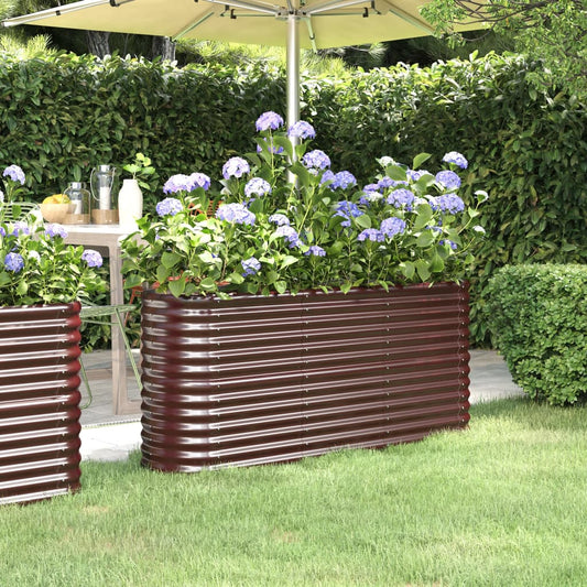 Garden Raised Bed Powder-coated Steel 152x40x68 cm Brown