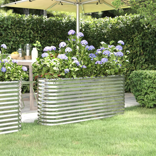 Garden Raised Bed Powder-coated Steel 152x40x68 cm Silver