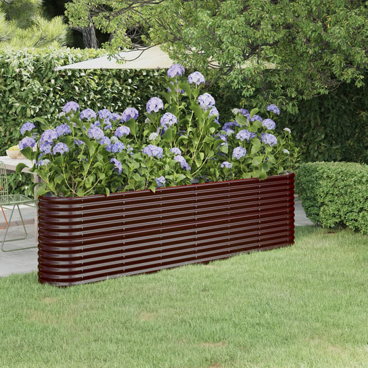 Garden Raised Bed Powder-coated Steel 260x40x68 cm Brown