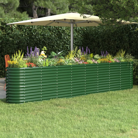 Garden Raised Bed Powder-coated Steel 332x40x68 cm Green