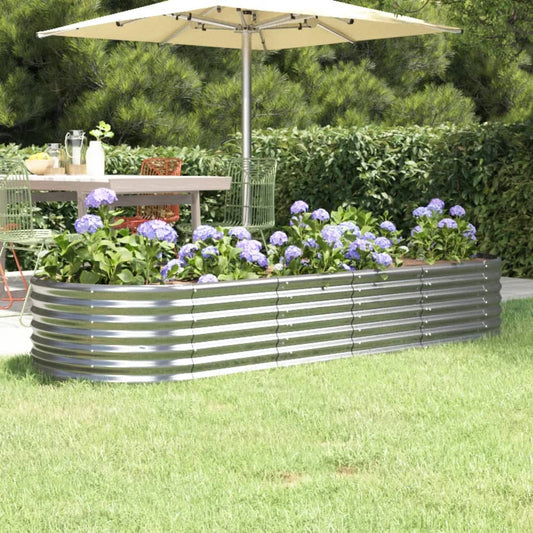 Garden Raised Bed Powder-coated Steel 224x80x36 cm Silver