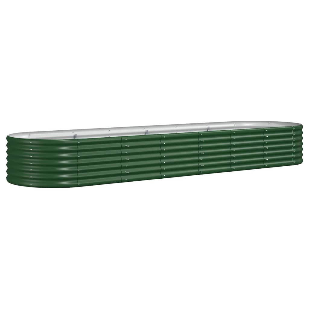 Garden Raised Bed Powder-coated Steel 296x80x36 cm Green