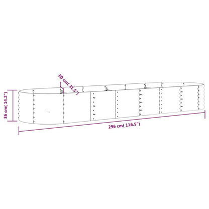 Garden Raised Bed Powder-coated Steel 296x80x36 cm Green