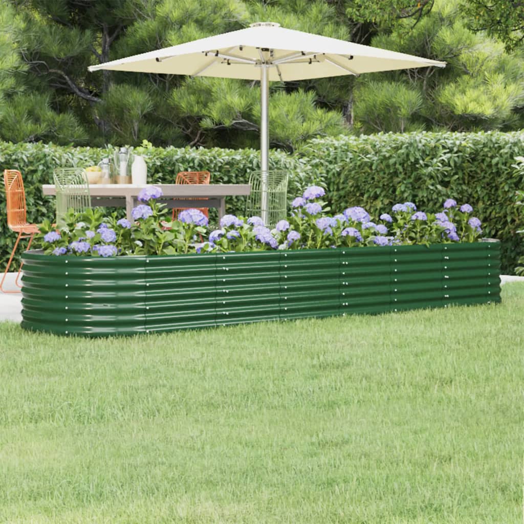 Garden Raised Bed Powder-coated Steel 296x80x36 cm Green