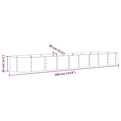 Garden Raised Bed Powder-coated Steel 368x80x36 cm Silver