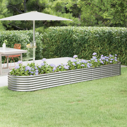 Garden Raised Bed Powder-coated Steel 368x80x36 cm Silver