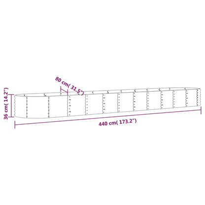 Garden Raised Bed Powder-coated Steel 440x80x36 cm Green