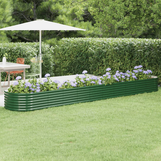 Garden Raised Bed Powder-coated Steel 440x80x36 cm Green