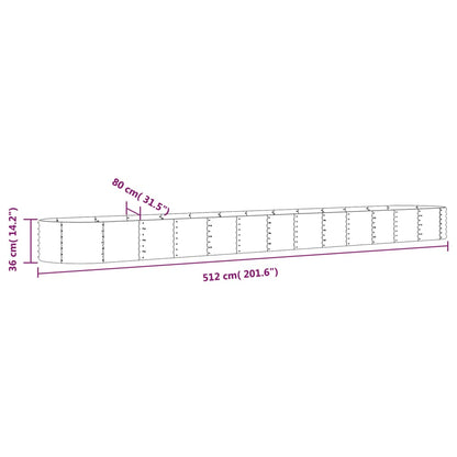 Garden Raised Bed Powder-coated Steel 512x80x36 cm Grey