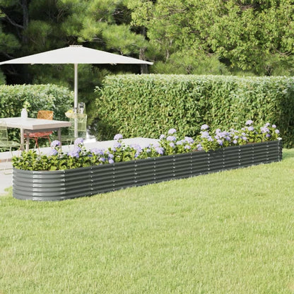 Garden Raised Bed Powder-coated Steel 512x80x36 cm Grey