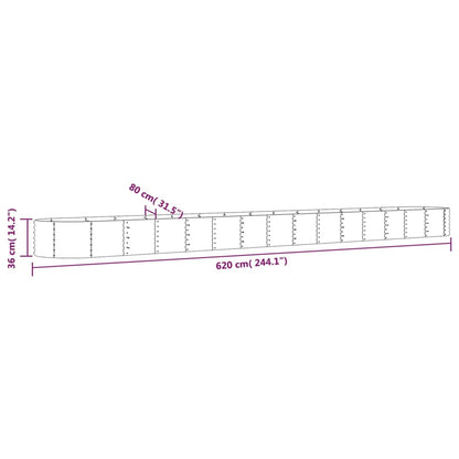 Garden Raised Bed Powder-coated Steel 620x80x36 cm Green