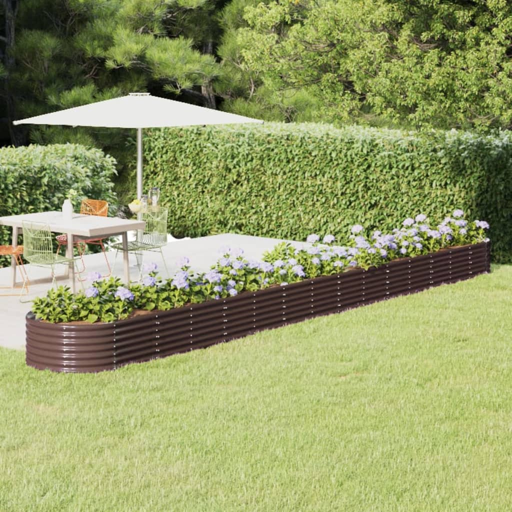 Garden Raised Bed Powder-coated Steel 620x80x36 cm Brown