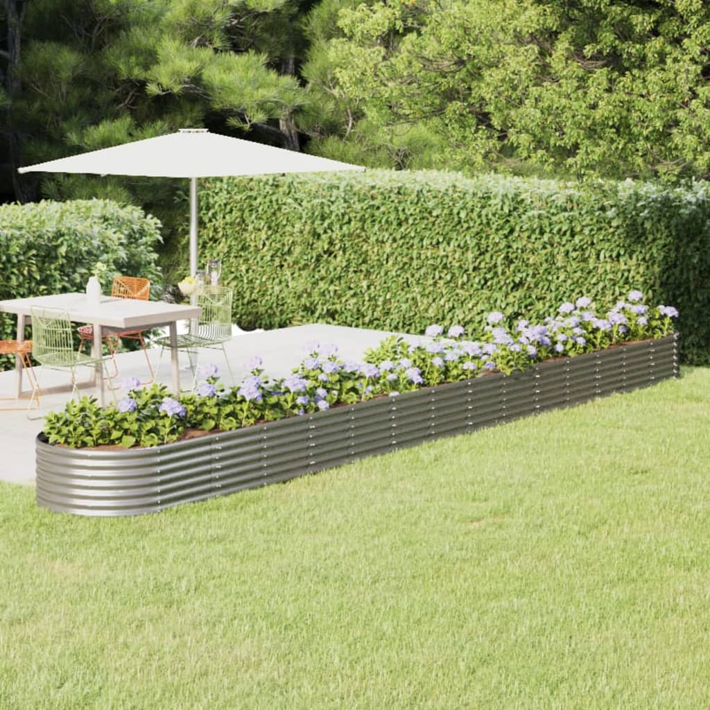 Garden Raised Bed Powder-coated Steel 620x80x36 cm Silver