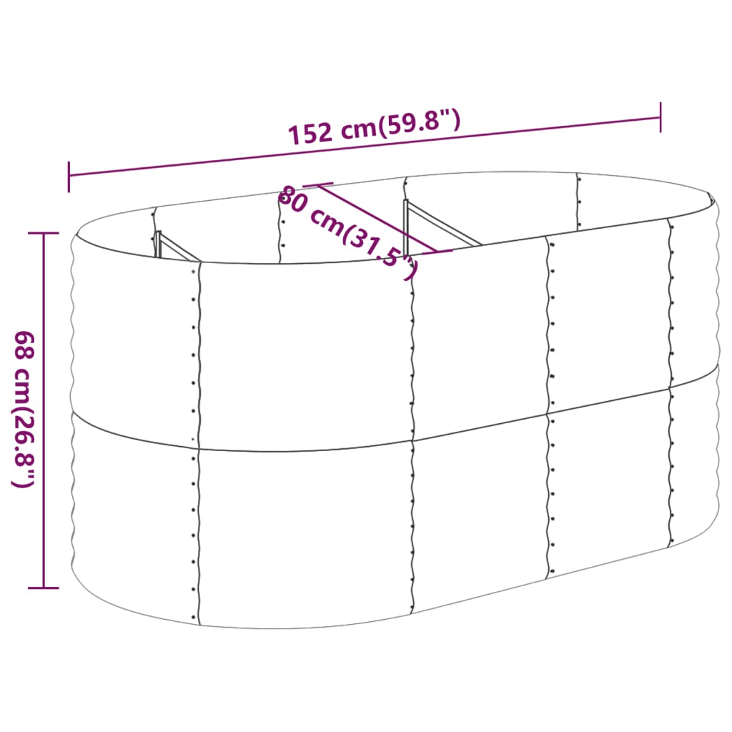 Garden Raised Bed Powder-coated Steel 152x80x68 cm Green