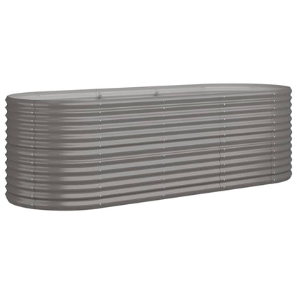 Garden Raised Bed Powder-coated Steel 224x80x68 cm Grey