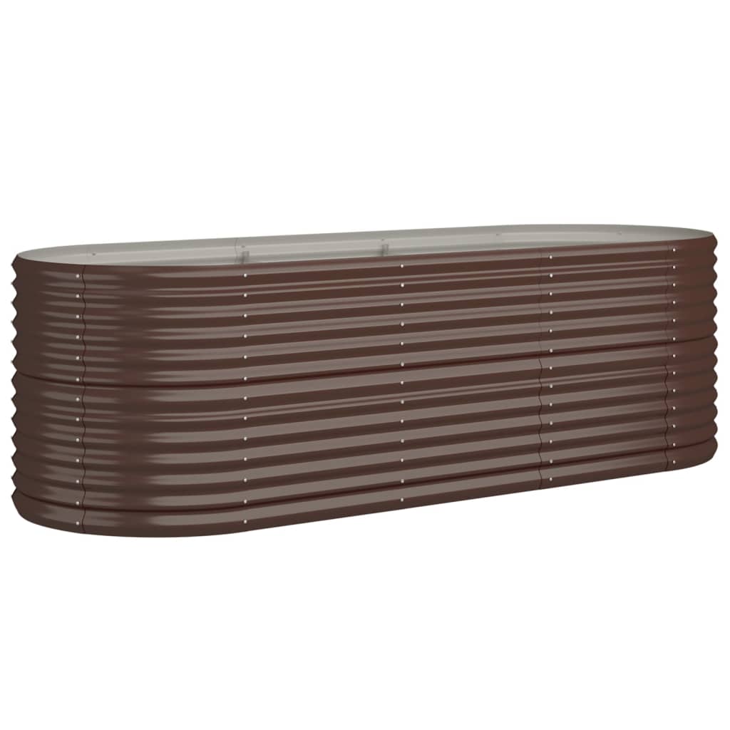 Garden Raised Bed Powder-coated Steel 224x80x68 cm Brown