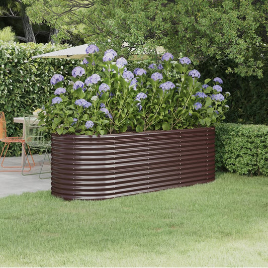 Garden Raised Bed Powder-coated Steel 224x80x68 cm Brown