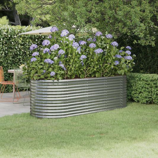 Garden Raised Bed Powder-coated Steel 224x80x68 cm Silver