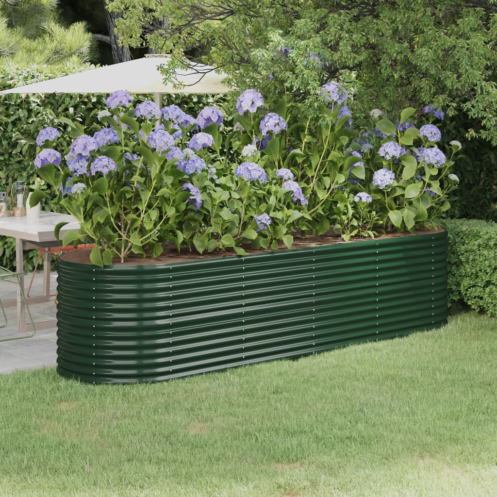 Garden Raised Bed Powder-coated Steel 296x80x68 cm Green