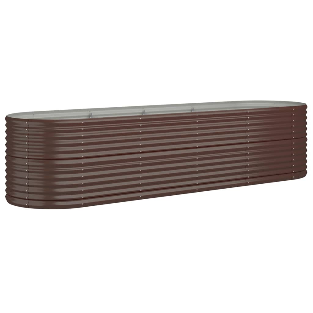 Garden Raised Bed Powder-coated Steel 296x80x68 cm Brown