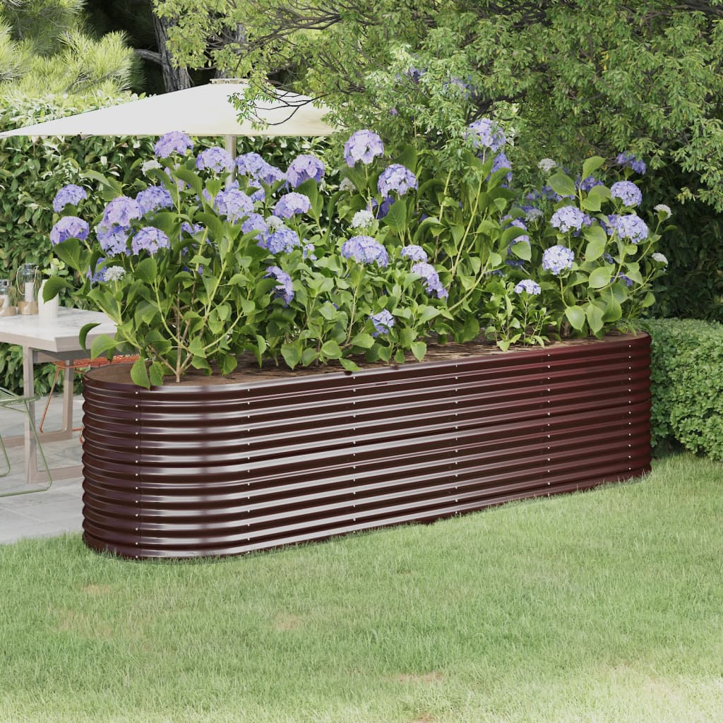 Garden Raised Bed Powder-coated Steel 296x80x68 cm Brown