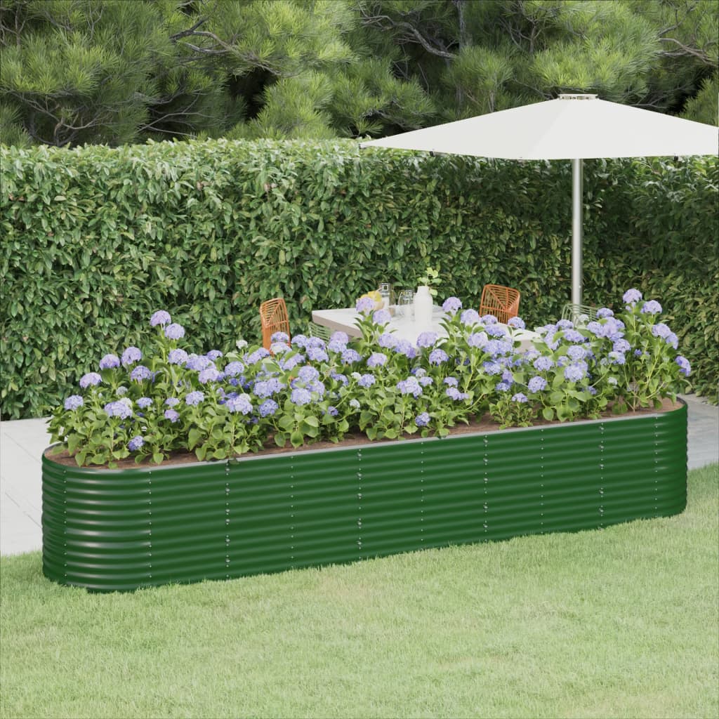 Garden Raised Bed Powder-coated Steel 368x80x68 cm Green