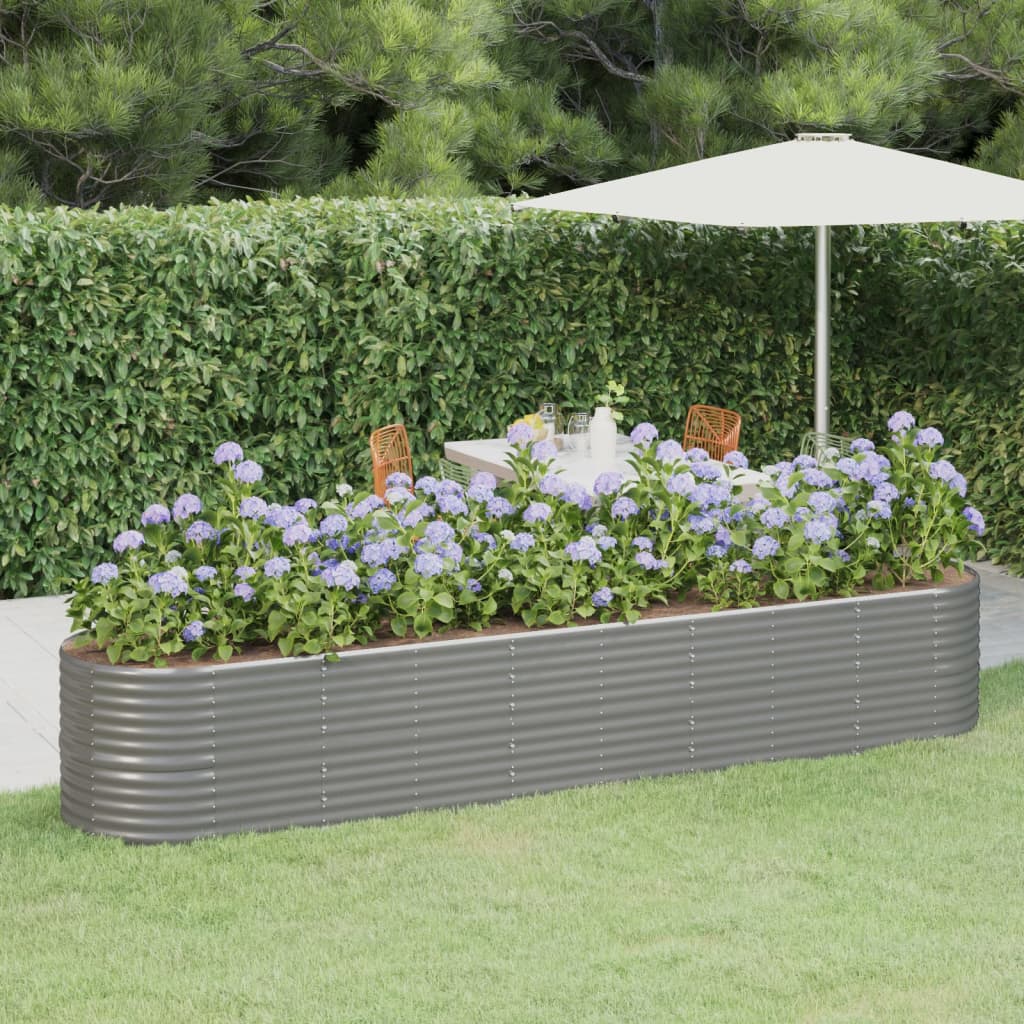 Garden Raised Bed Powder-coated Steel 368x80x68 cm Grey