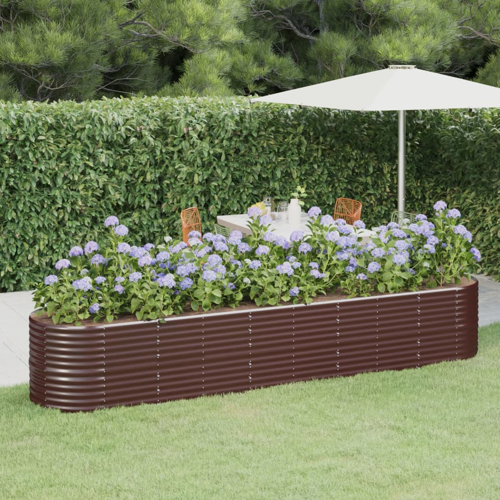 Garden Raised Bed Powder-coated Steel 368x80x68 cm Brown