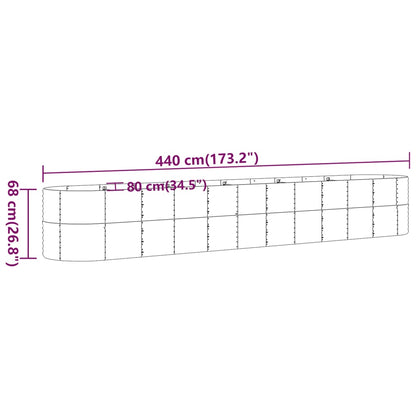 Garden Raised Bed Powder-coated Steel 440x80x68 cm Grey