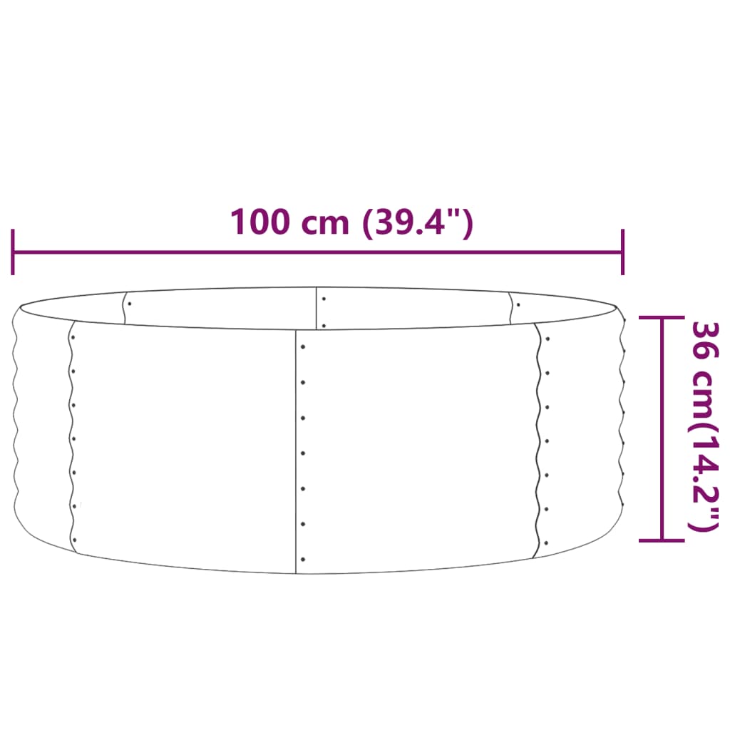 Garden Raised Bed Powder-coated Steel 100x100x36 cm Silver