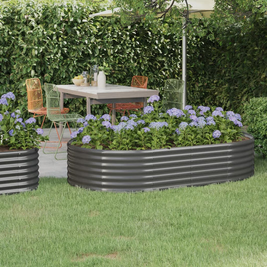 Garden Raised Bed Powder-coated Steel 175x100x36 cm Grey