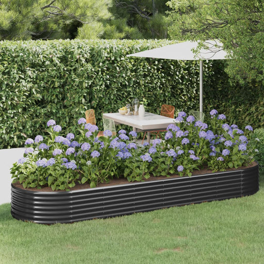 Garden Raised Bed Powder-coated Steel 322x100x36 cm Anthracite