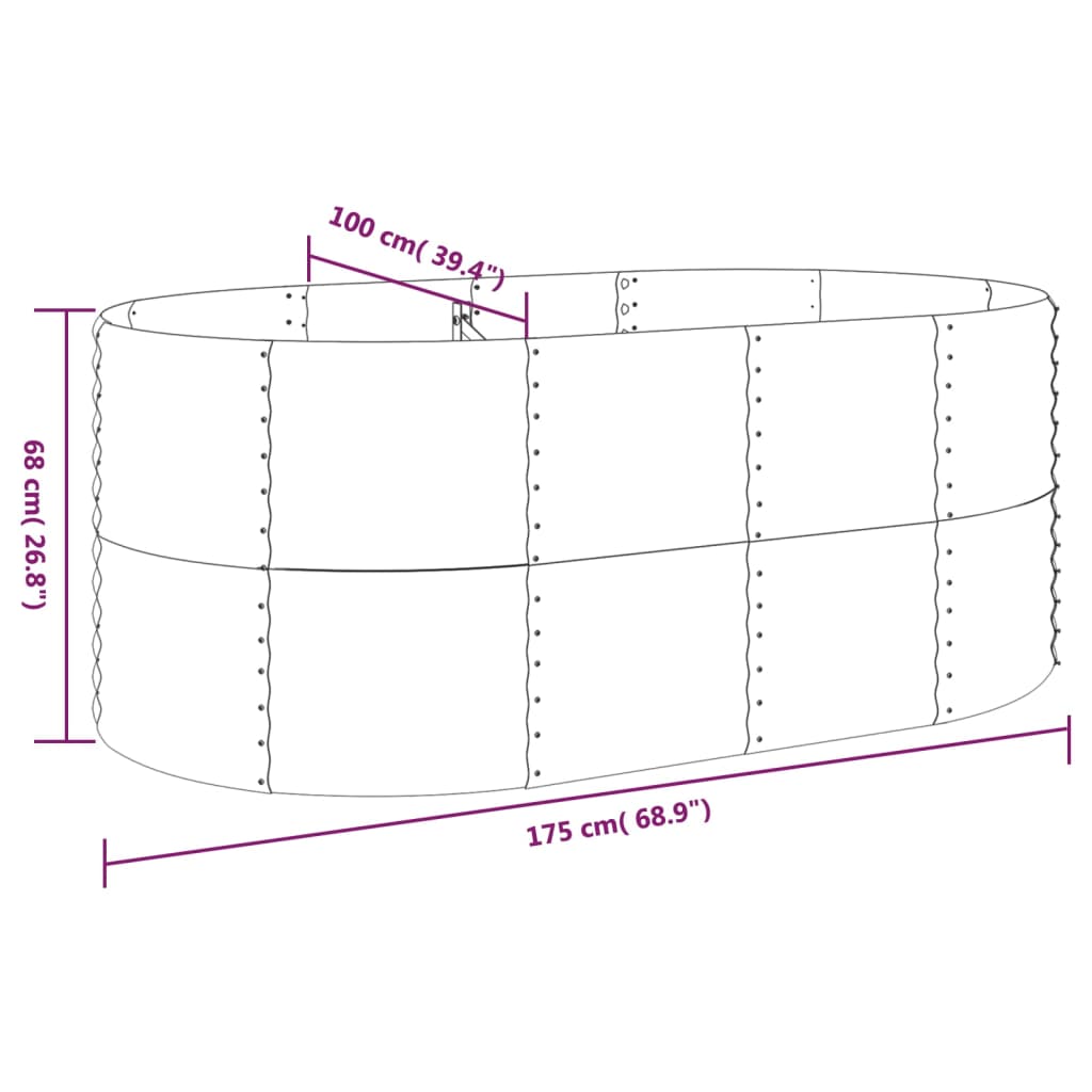 Garden Raised Bed Powder-coated Steel 175x100x68 cm Grey