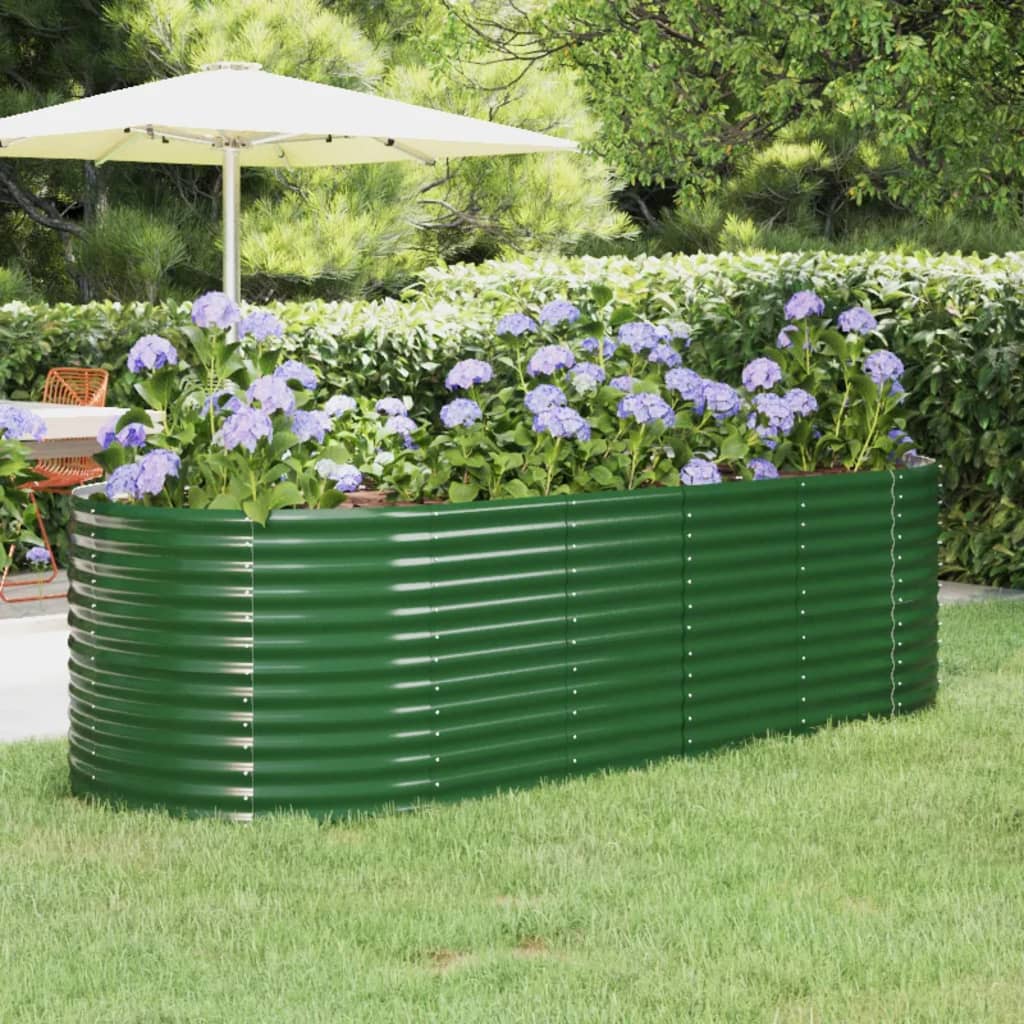 Garden Raised Bed Powder-coated Steel 249x100x68 cm Green