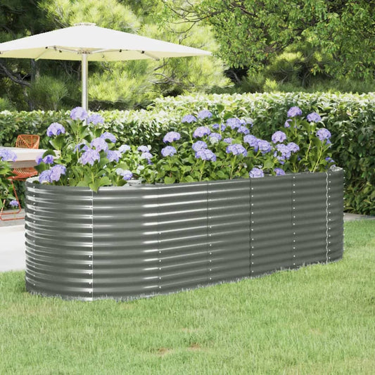 Garden Raised Bed Powder-coated Steel 249x100x68 cm Grey