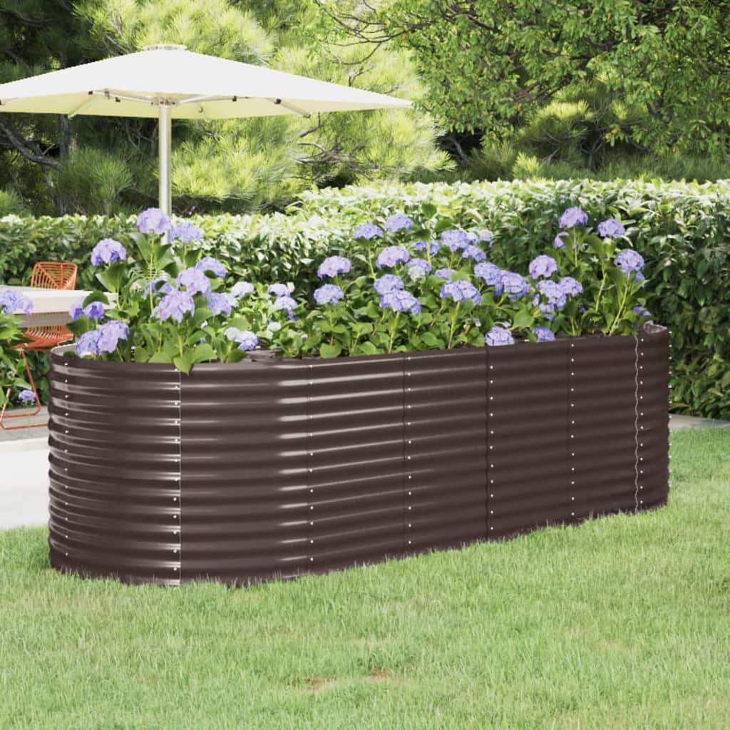 Garden Raised Bed Powder-coated Steel 249x100x68 cm Brown