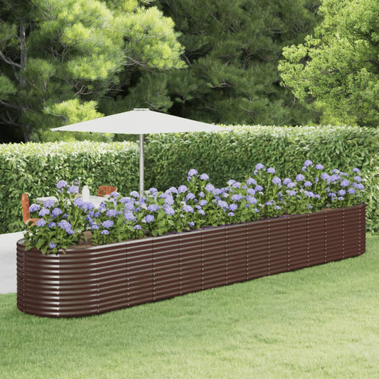 Garden Raised Bed Brown 554x100x68 cm Powder-coated Steel